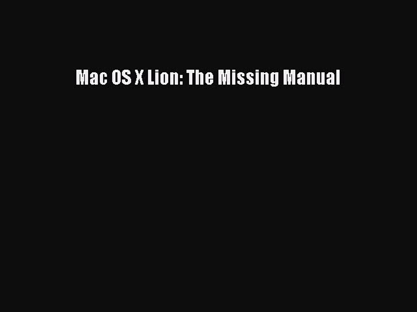 Mac missing manual